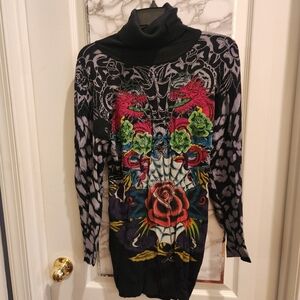 Ed Hardy Black and Gold Sweater